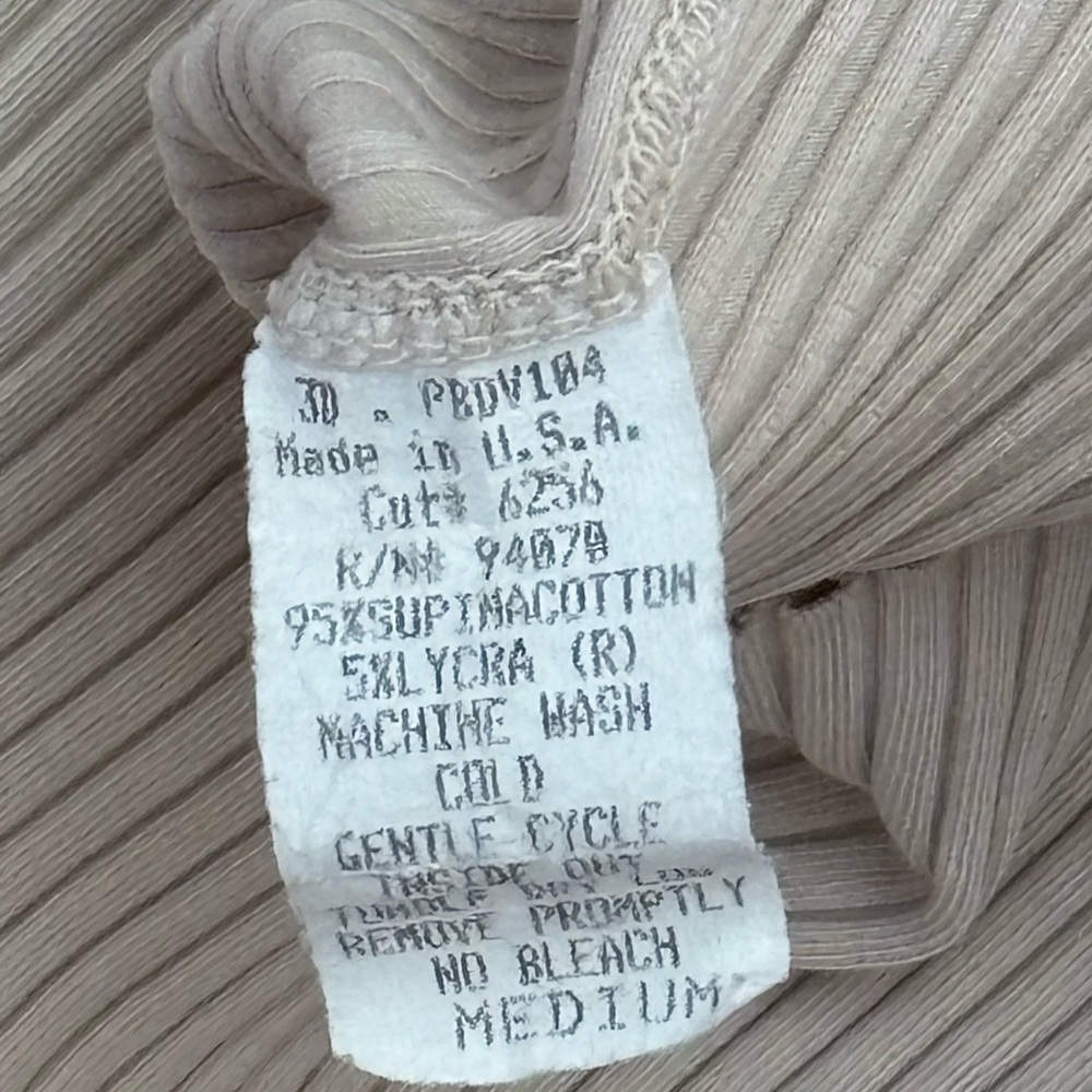 Three Dots Ribbed Long Sleeve Beige Basic Top - image 4